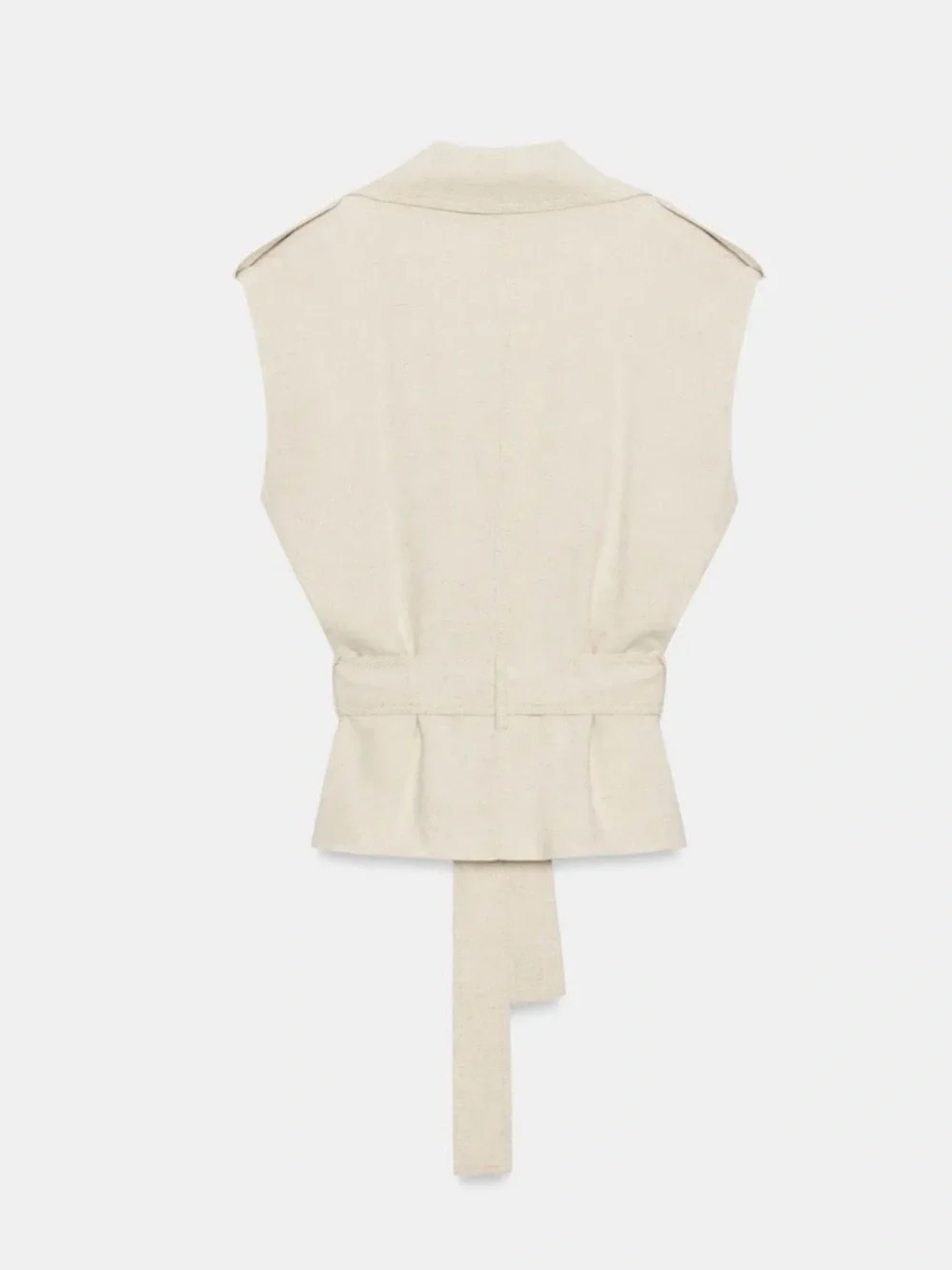 Zara NWT Beige Linen Double Breasted Belted Tailored Vest Quiet Luxury